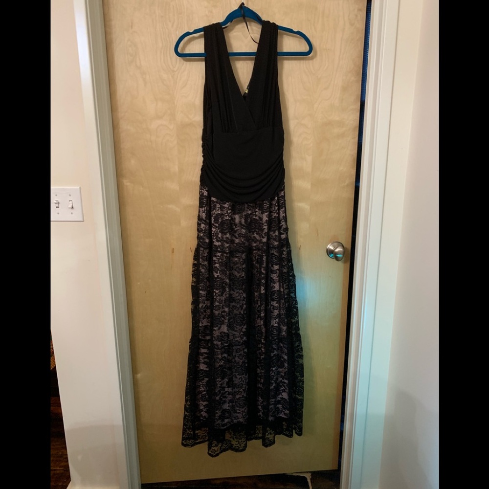 Black Lace Overlay Maxi Dress/Gown